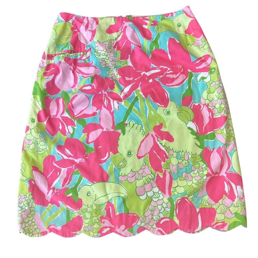 Lilly Pulitzer Pink and Green Pencil Skirt Knee-Length Resort Wear